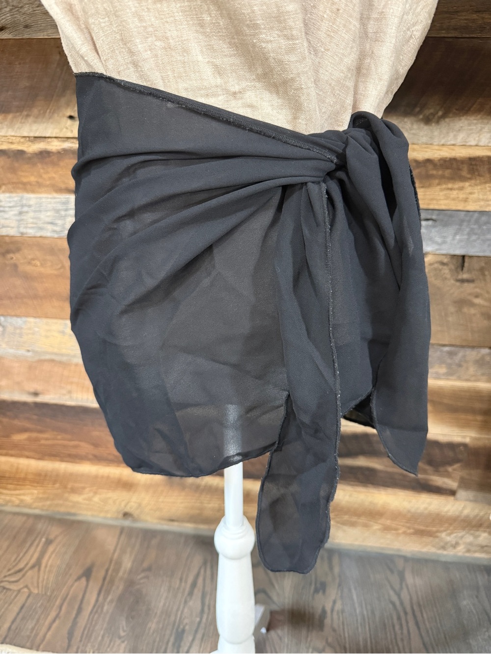 Sheer Black Tie-Waist Sarong Skirt